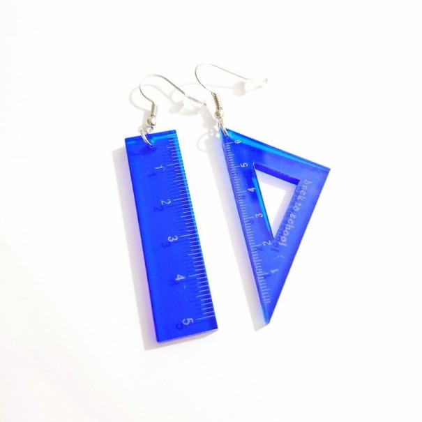 Pendientes colgantes de regla para mujer azul
