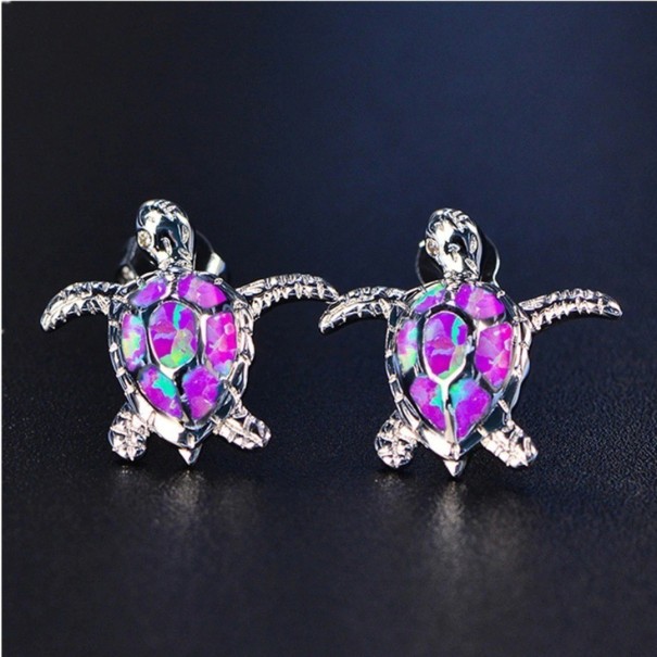 Pendientes colgantes de tortuga para mujer morado