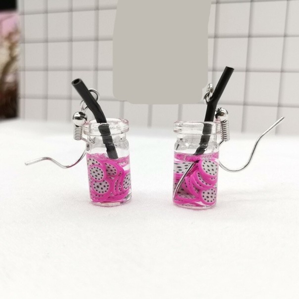 Pendientes colgantes para mujer con forma de bebida 1