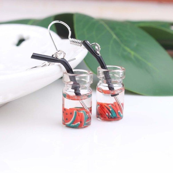 Pendientes colgantes para mujer con forma de bebida 6