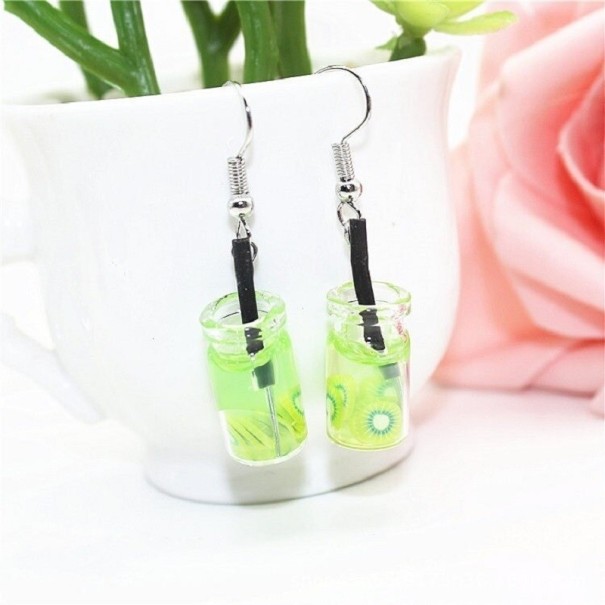 Pendientes colgantes para mujer con forma de bebida 7