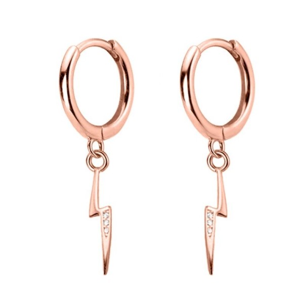 Pendientes de aro con colgante para mujer A1698 rosa viejo 1