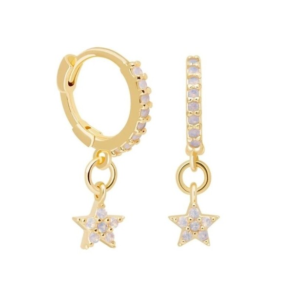 Pendientes de aro con colgante para mujer dorado 2