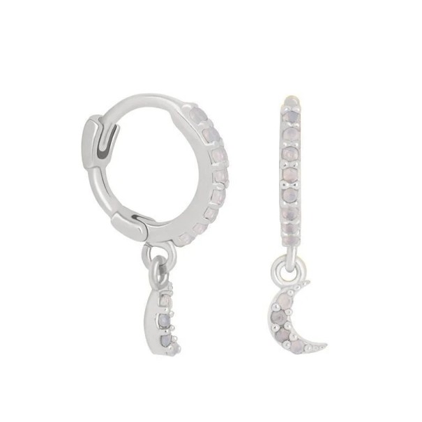 Pendientes de aro con colgante para mujer plateado 1