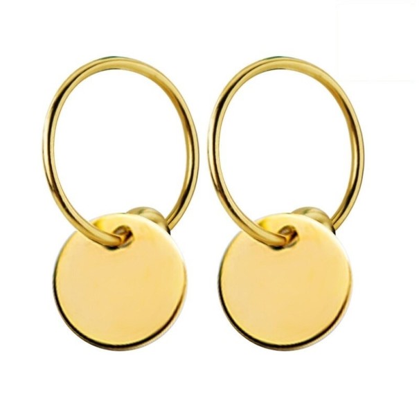 Pendientes de aro con colgante para mujer R30 dorado 9