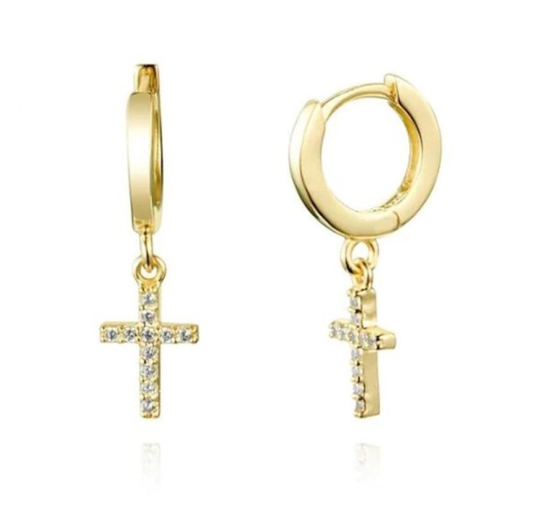 Pendientes de aro con colgante para mujer R35 dorado 4