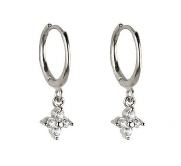 Pendientes de aro con colgante para mujer R35 plateado 1