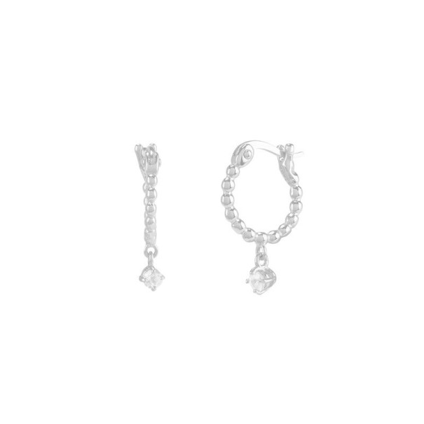 Pendientes de aro con colgante para mujer R79 plateado 1