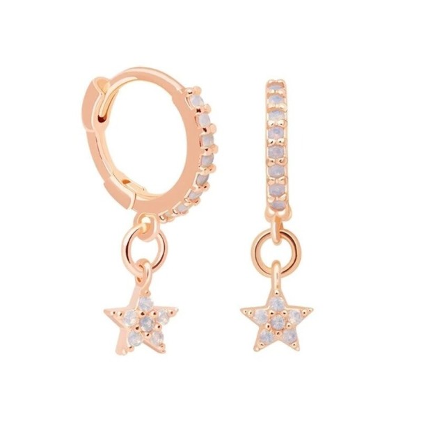 Pendientes de aro con colgante para mujer rosa viejo 2