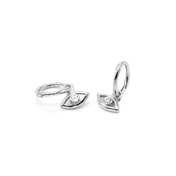 Pendientes de aro con ojo para mujer R27 plateado 3