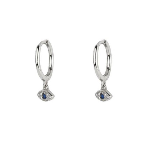 Pendientes de aro con ojo para mujer R27 plateado 4