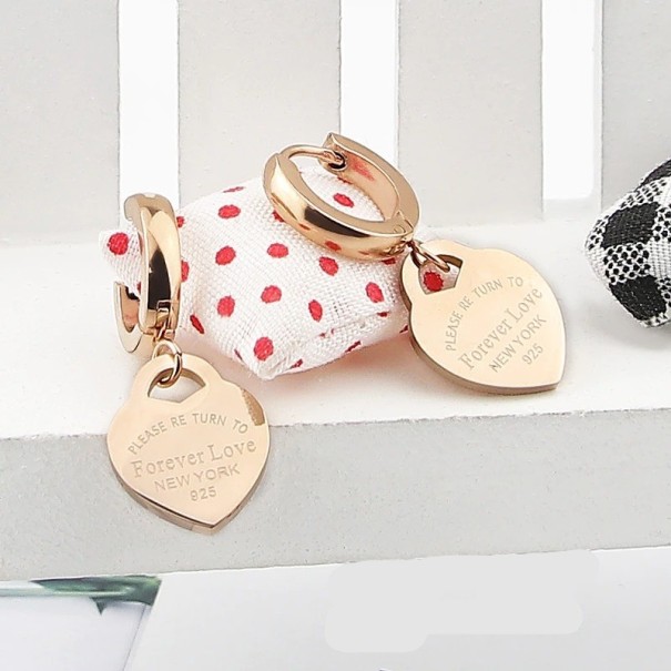 Pendientes de aro de mujer con corazones G639 rosa viejo