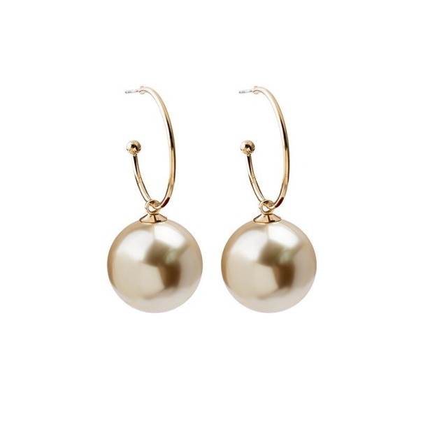 Pendientes de aro de mujer con perla G681 beige