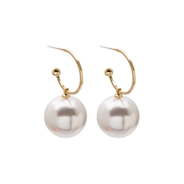 Pendientes de aro de mujer con perla G681 blanco