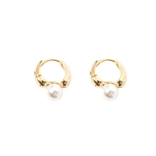 Pendientes de aro de mujer con perla J445 dorado