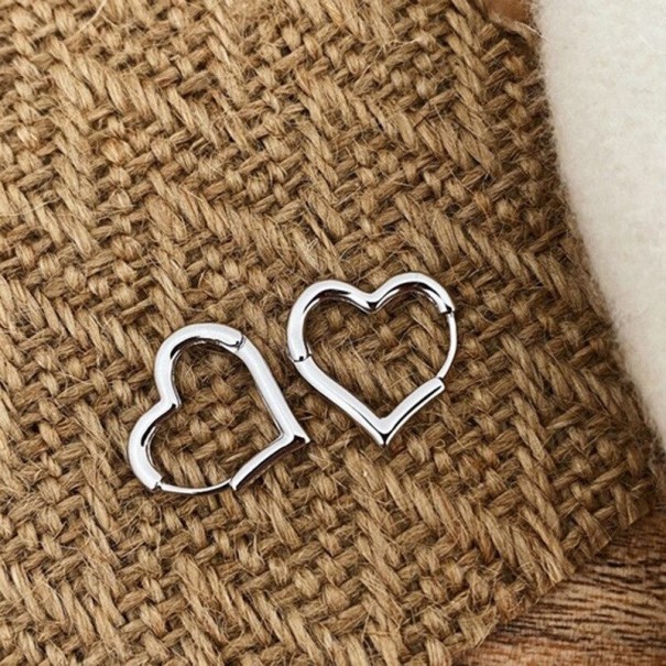 Pendientes de aro de mujer corazón G658 plateado