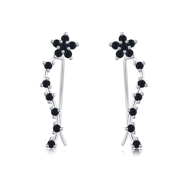 Pendientes de aro de mujer flor con piedras 1