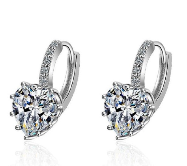 Pendientes de aro mujer corazón G520 blanco