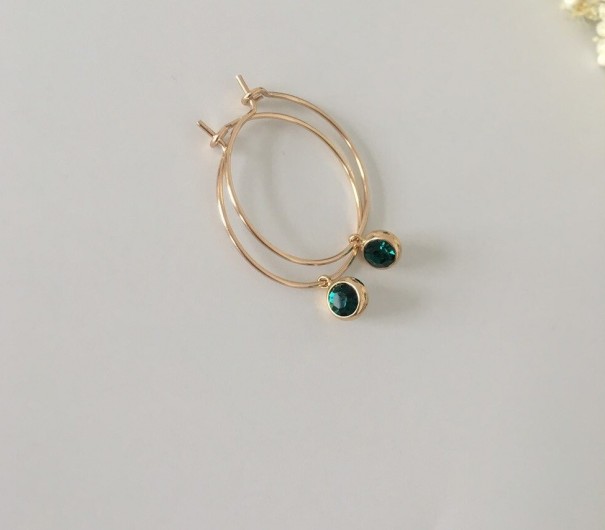 Pendientes de aro para mujer con circonitas G1280 verde