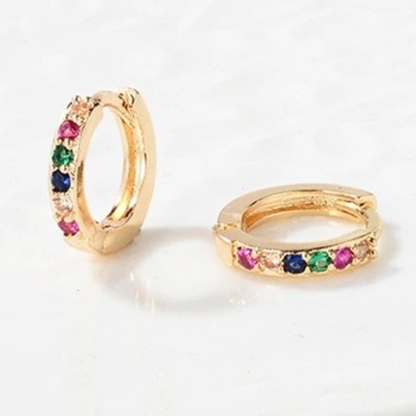 Pendientes de aro para mujer con circonitas G296 dorado 5