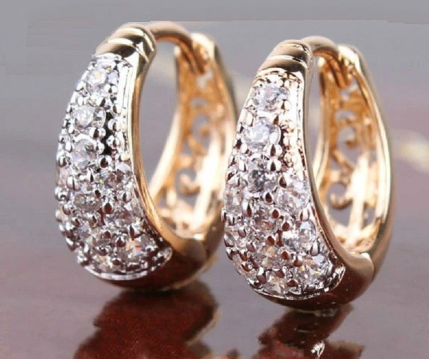 Pendientes de aro para mujer con circonitas G370 dorado