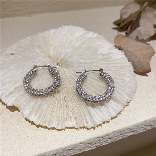 Pendientes de aro para mujer con circonitas G416 plateado L
