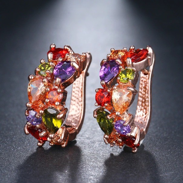 Pendientes de aro para mujer con circonitas G424 1