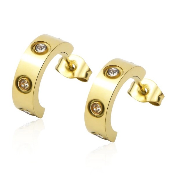 Pendientes de aro para mujer con circonitas G648 dorado