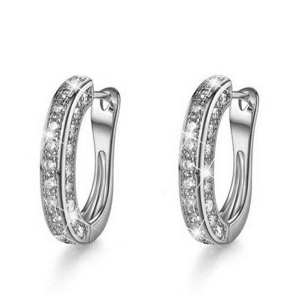 Pendientes de aro para mujer con circonitas G837 plateado