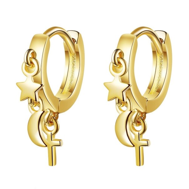 Pendientes de aro para mujer con colgante G149 dorado
