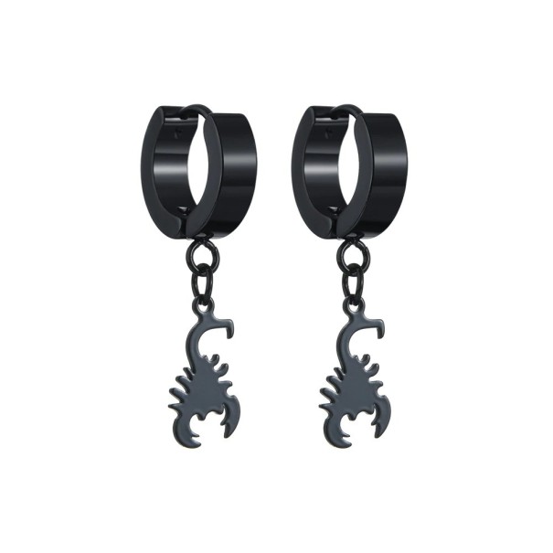 Pendientes de aro para mujer con colgante H826 negro 2