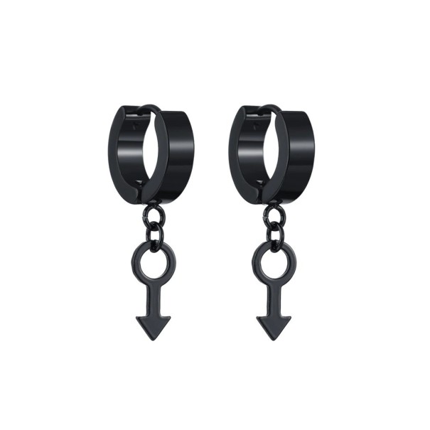 Pendientes de aro para mujer con colgante H826 negro 5