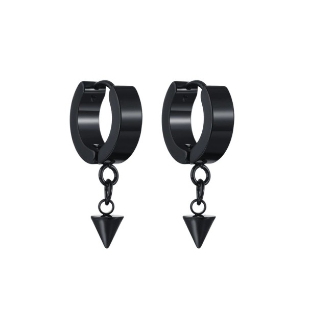 Pendientes de aro para mujer con colgante H826 negro 7