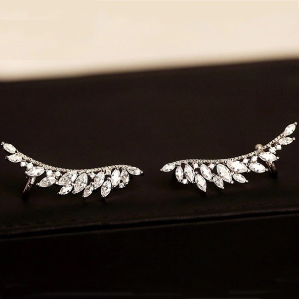 Pendientes de aro para mujer con cristales plateado