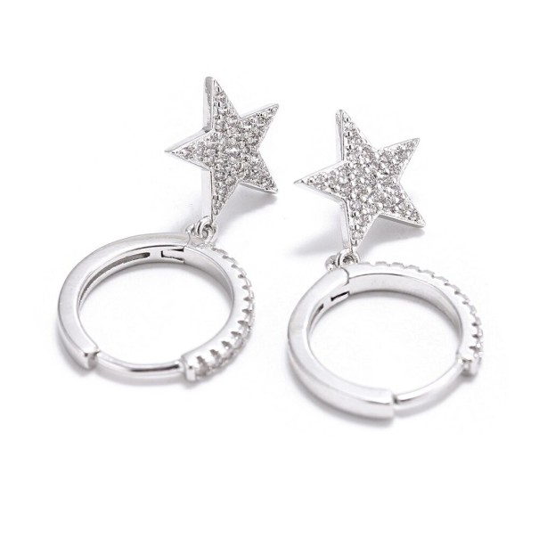 Pendientes de aro para mujer con estrella C1084 plateado