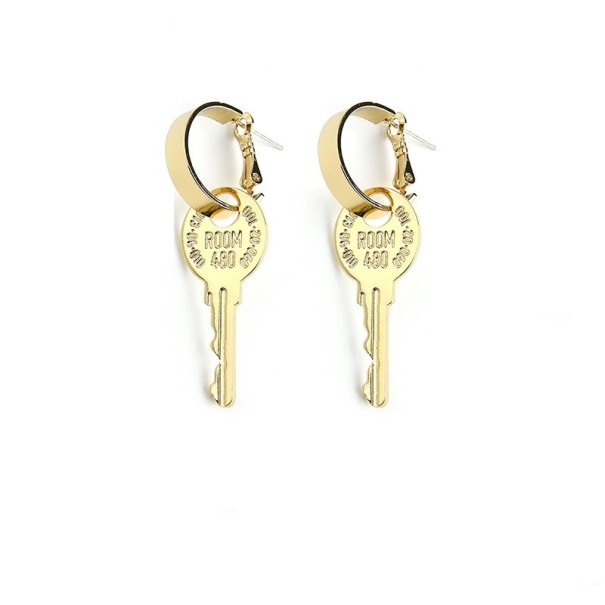 Pendientes de aro para mujer con llave dorado
