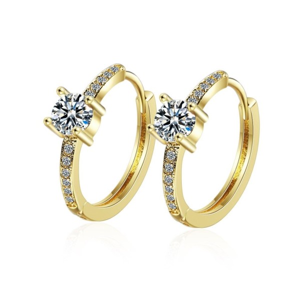 Pendientes de aro para mujer con piedras R19 dorado 1