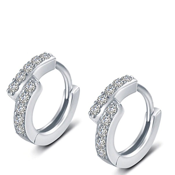 Pendientes de aro para mujer con piedras R19 plateado 20