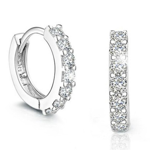 Pendientes de aro para mujer con piedras R19 plateado 9