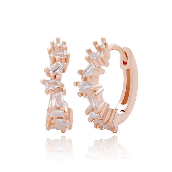 Pendientes de aro para mujer con piedras R25 rosa viejo 10