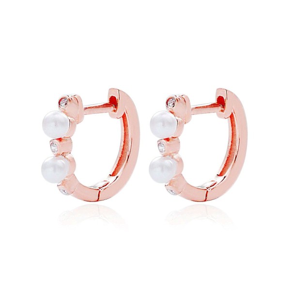 Pendientes de aro para mujer con piedras R25 rosa viejo 1