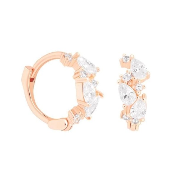 Pendientes de aro para mujer con piedras R25 rosa viejo 4