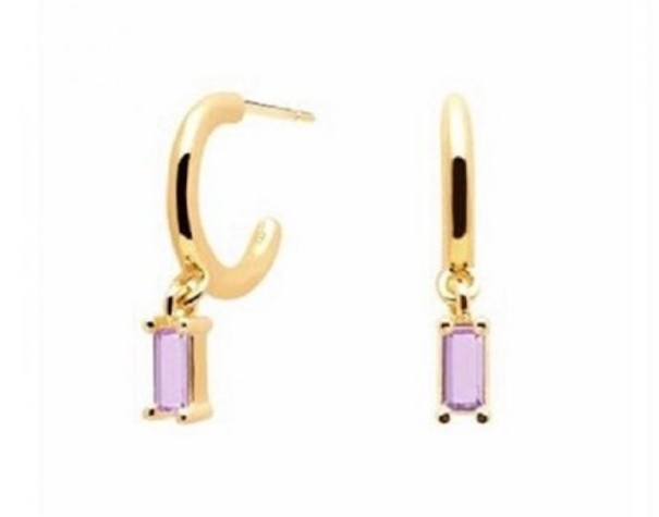 Pendientes de aro para mujer con piedras R44 dorado 9