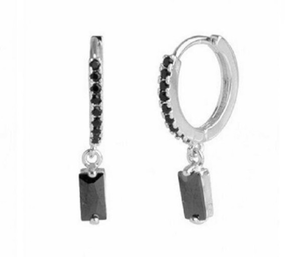 Pendientes de aro para mujer con piedras R44 plateado 1