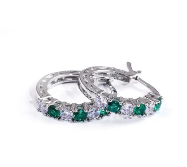 Pendientes de aro para mujer con piedras R72 verde