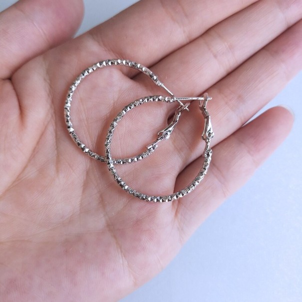 Pendientes de aro para mujer G1284 plateado 30 mm