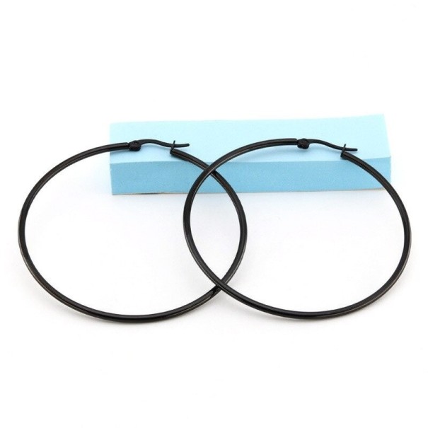 Pendientes de aro para mujer G473 negro 35 mm