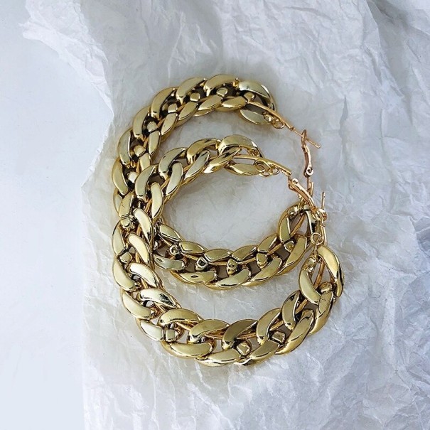 Pendientes de aro para mujer G499 dorado 95 mm