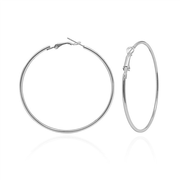Pendientes de aro para mujer G592 plateado 3 cm