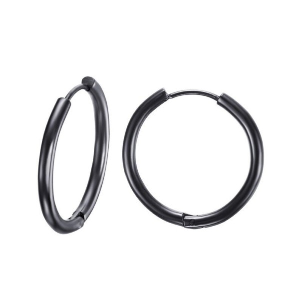 Pendientes de aro para mujer G796 negro 20 mm